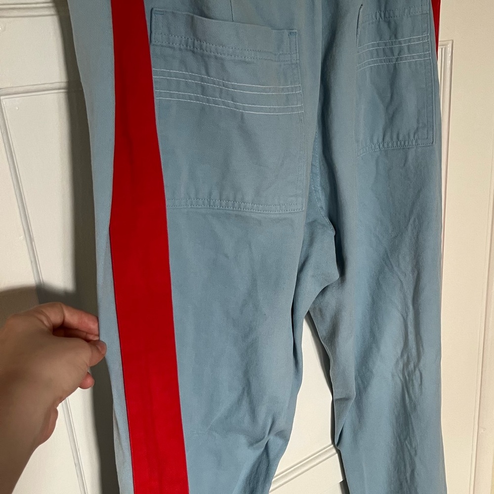 Big Bud Press Calgary Western Pants - Light Blue w Red Stripe - Size XL